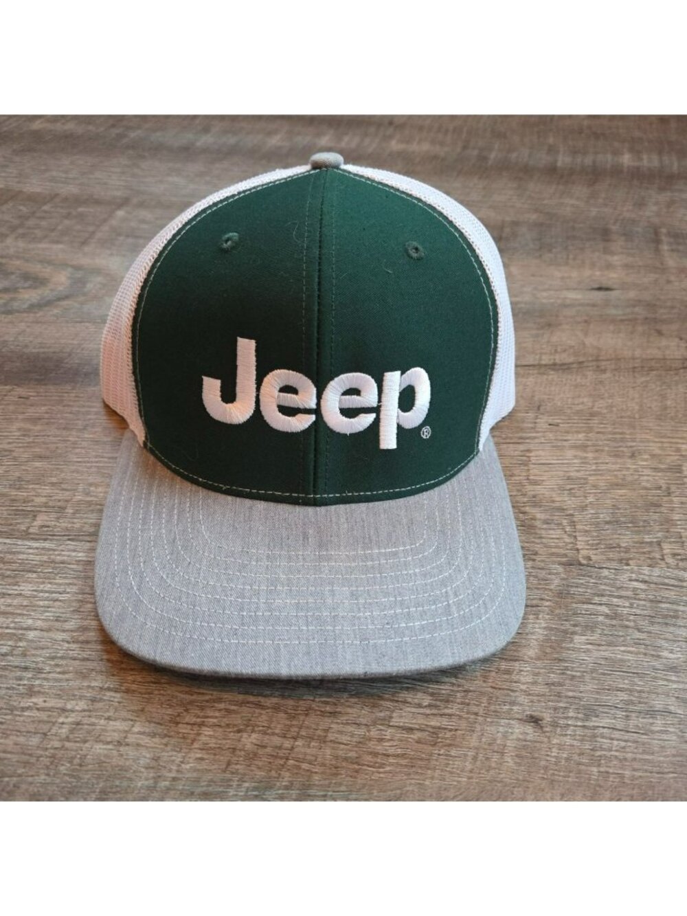 Jeep Adult Snapback hat Green/Gray/White Trucker Sternberg Automotive Group #2